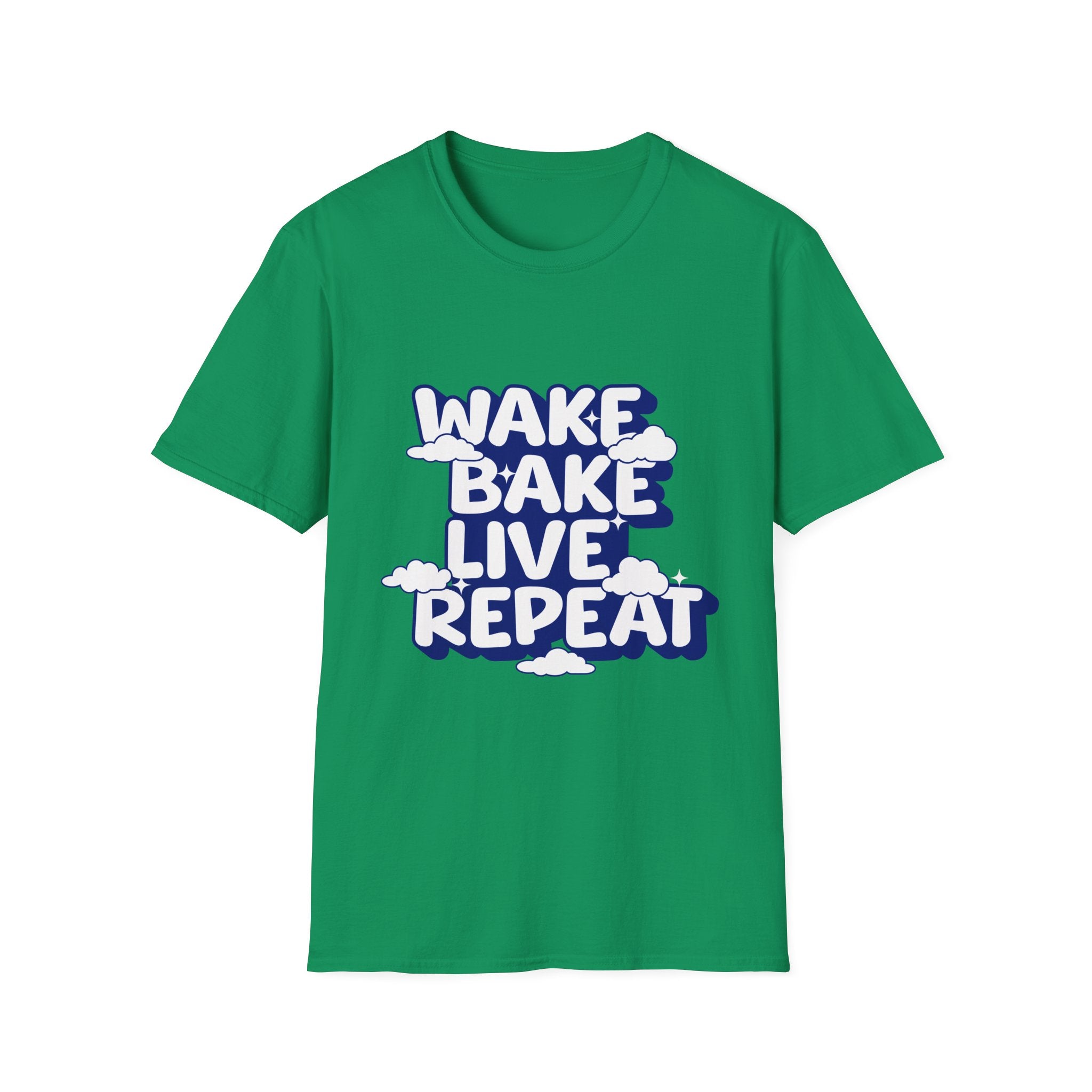 Wake Bake Live Repeat - Unisex T-Shirt (Front) - Damned Threads